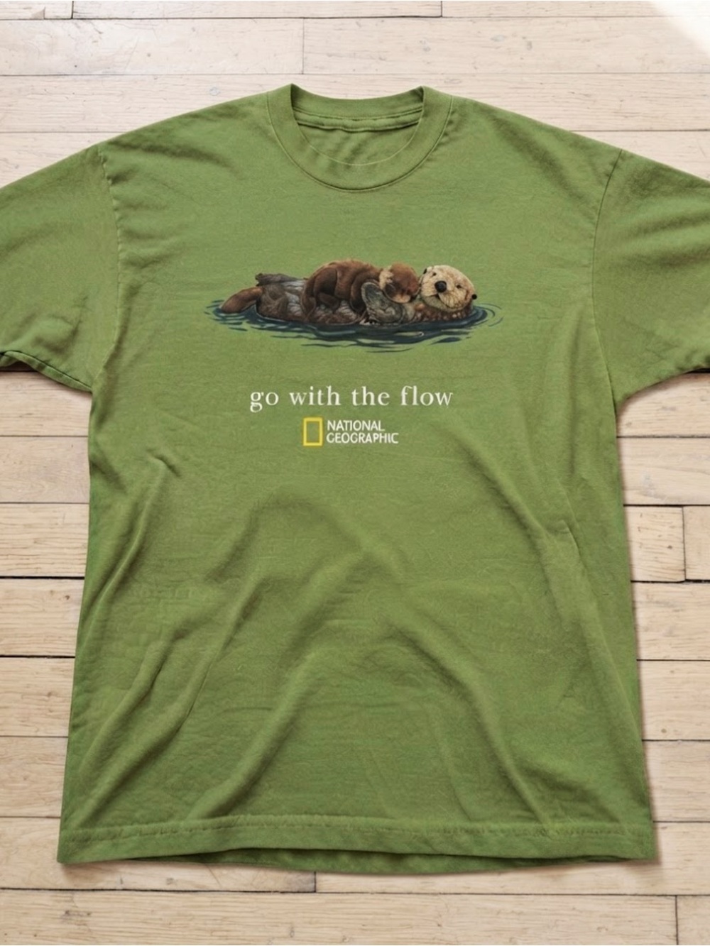 Gildan Green T-Shirt National Geographic Otter Tee